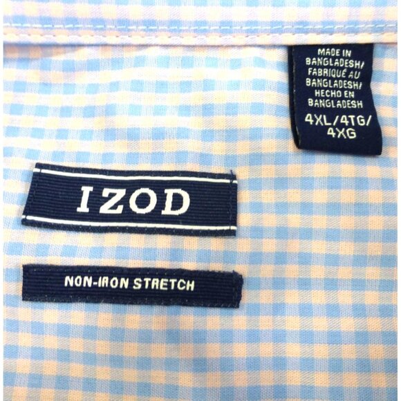 NWT Izod Colorblock Gingham Button Down Shirt Preppy Casual Summer Mens 4XL - Picture 2 of 15